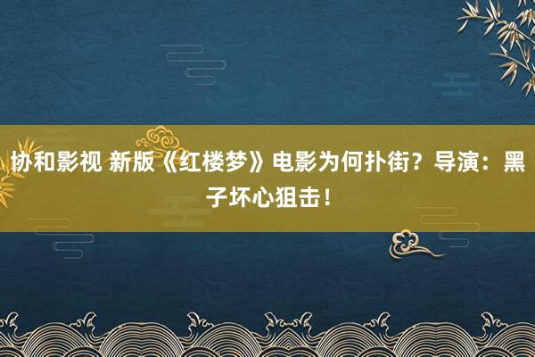 协和影视 新版《红楼梦》电影为何扑街？导演：黑子坏心狙击！