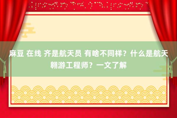 麻豆 在线 齐是航天员 有啥不同样？什么是航天翱游工程师？一文了解