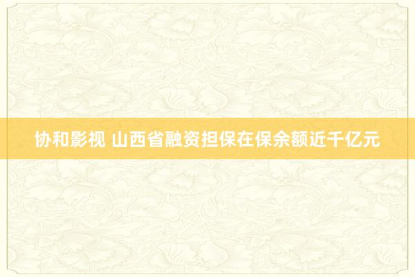 协和影视 山西省融资担保在保余额近千亿元