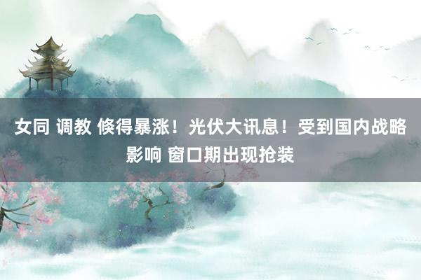 女同 调教 倏得暴涨！光伏大讯息！受到国内战略影响 窗口期出现抢装