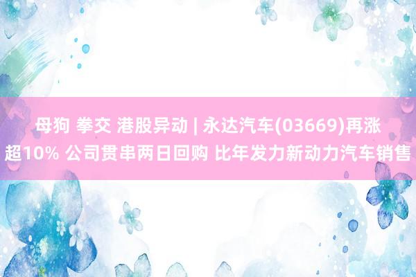 母狗 拳交 港股异动 | 永达汽车(03669)再涨超10% 公司贯串两日回购 比年发力新动力汽车销售