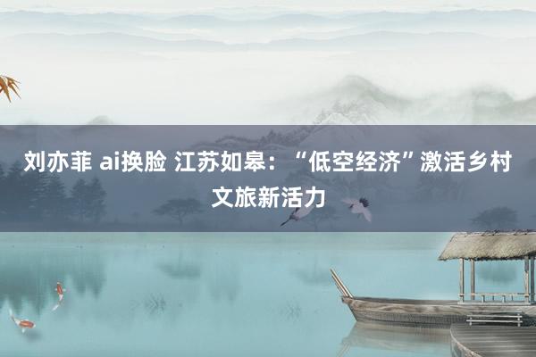 刘亦菲 ai换脸 江苏如皋：“低空经济”激活乡村文旅新活力