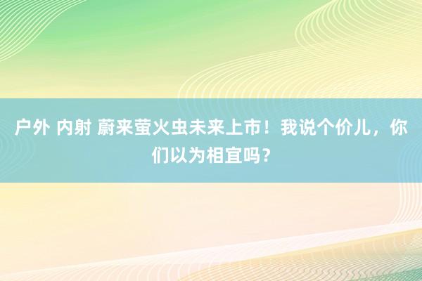 户外 内射 蔚来萤火虫未来上市！我说个价儿，你们以为相宜吗？