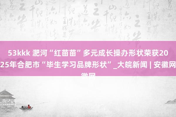 53kkk 淝河“红苗苗”多元成长操办形状荣获2025年合肥市“毕生学习品牌形状”_大皖新闻 | 安徽网