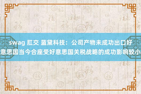 swag 肛交 蓝黛科技：公司产物未成功出口好意思国当今合座受好意思国关税战略的成功影响较小