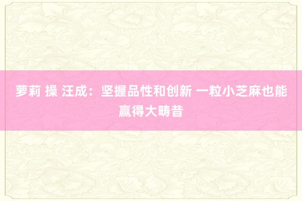 萝莉 操 汪成：坚握品性和创新 一粒小芝麻也能赢得大畴昔