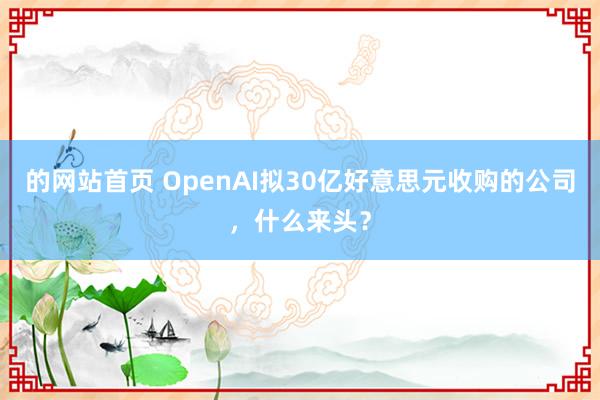 的网站首页 OpenAI拟30亿好意思元收购的公司，什么来头？
